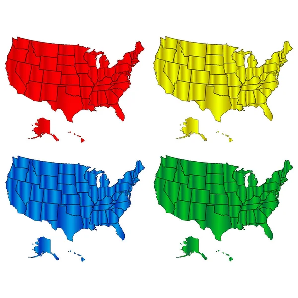 Набор Изображений Карты Соединенных Штатов Государственными Границами Векторное Изображение — стоковый вектор