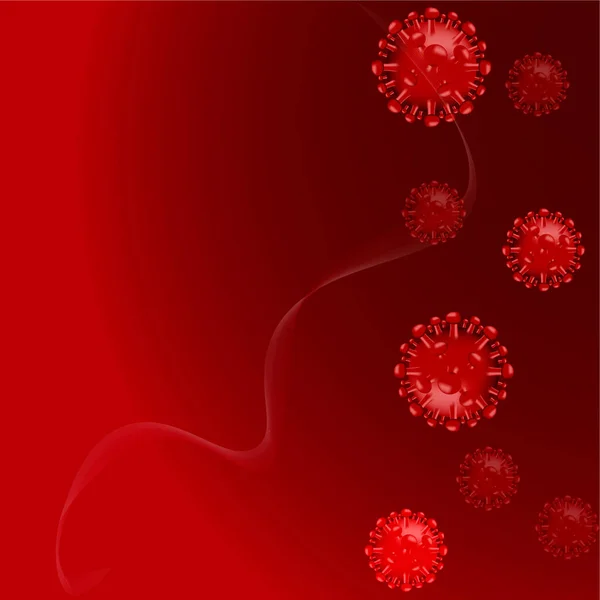 Molecole Coronavirus Fondo Rosso Oggetti Isolati Illustrazione Vettoriale — Vettoriale Stock