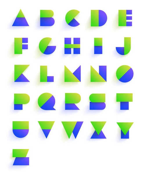 Desenho Colorido Fonte Geométrica Letras Modernas Abstratas Conjunto Alfabetos Vetoriais — Vetor de Stock
