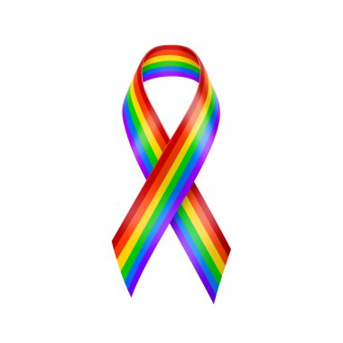 Gerçekçi Lgbt şerit. Gökkuşağı şerit. LGBT destek sembol ve bayrak. Vektör çizim