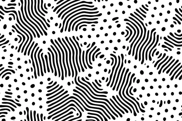 Difusión reacción vector patrón sin fisuras. Formas orgánicas en blanco y negro, patrón de líneas. Resumen Ilustración de antecedentes — Archivo Imágenes Vectoriales