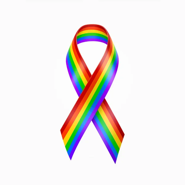 Cinta Arco Iris. Orgullo gay, lazo de arco iris LGBT. vector de signo homosexual — Archivo Imágenes Vectoriales