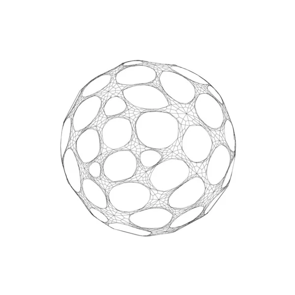 Objetos de malha wireframe. Linha de rede, esfera de design HUD. Objeto 3d abstrato. Isolado sobre fundo branco — Vetor de Stock