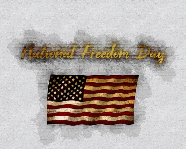 National Freedom Day drawing on a brick wall.