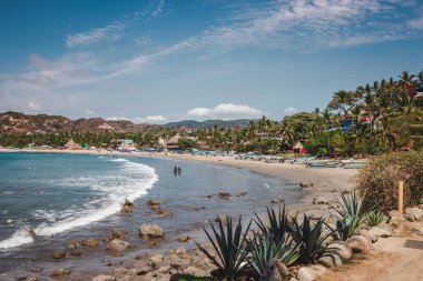 Sayulita Sahili, Nayarit, Meksika 'da güneşli bir gün.