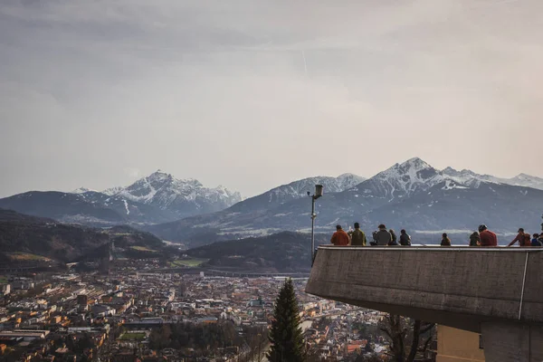 Veduta Innsbruck Nella Hungerburgstation Hungerburg Austria Hungerburgbahn Una Funicolare Ibrida — Foto Stock