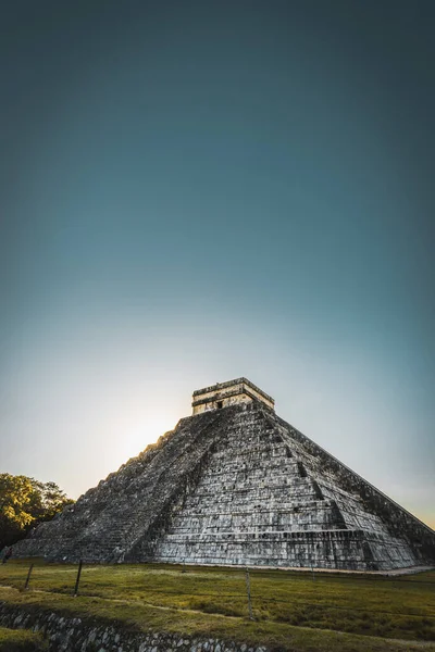 Vista Pirámide Maya Kukulcan Castillo Ruinas Antigua Ciudad Maya Uno —  Fotos de Stock