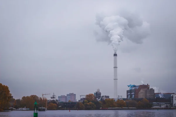 Фон Электростанции Руммельсбурге Комбинированное Тепло Бум — стоковое фото