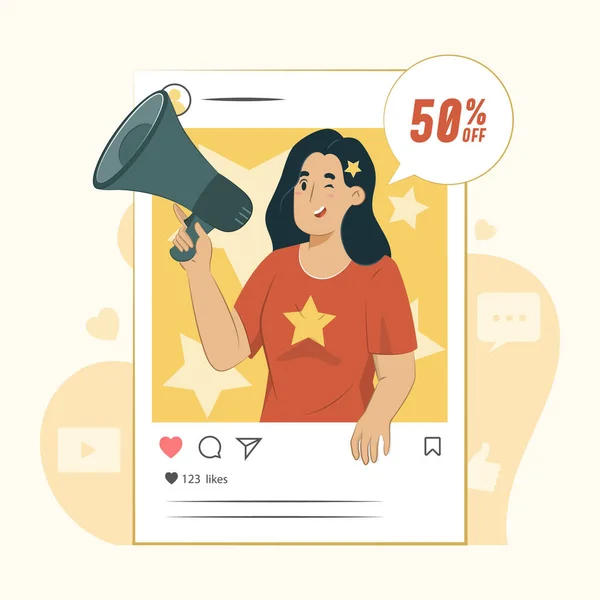 Influencer Concept Speciale Aanbieding Illustratie Voor Banner Poster Website Enz — Stockvector