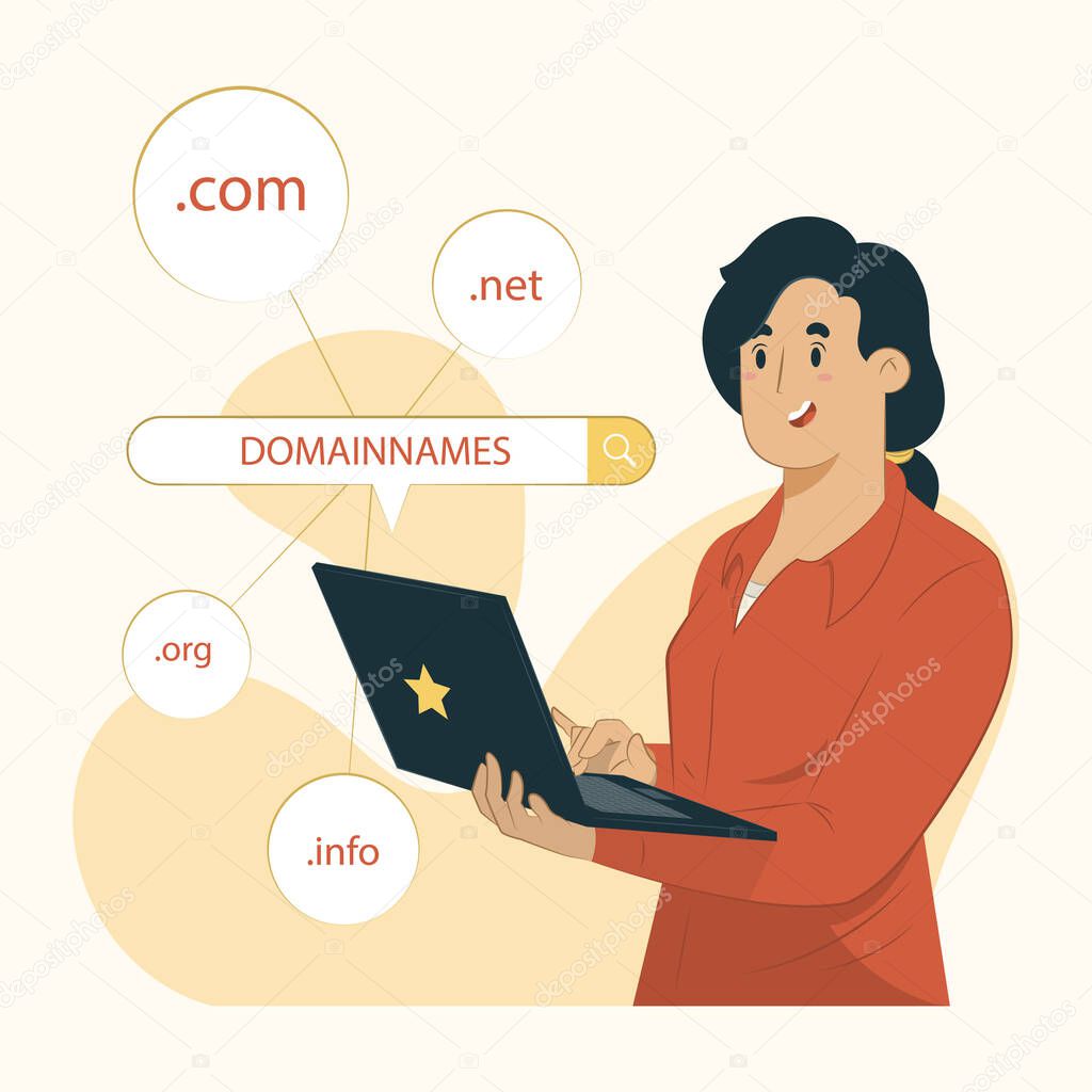 Domain names concept illustration for banner, poster, website, etc.