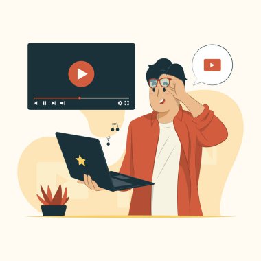 Pankart, poster, web sitesi vs. için ortam oynatıcı konsepti illüstrasyonu.