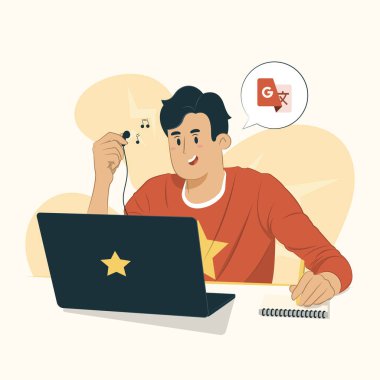 Pankart, poster, web sitesi vs. için dil öğrenme kavramı illüstrasyonu.