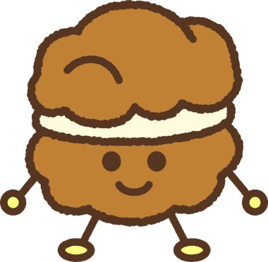 Karakter stili yemek resimleme simgesi: Kremalı puf