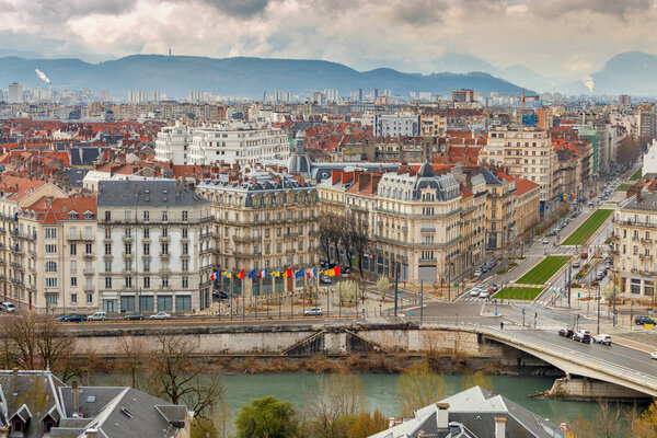 Grenoble. Aerial view of the city.
