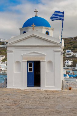 Mykonos. Rum Kilisesi, geleneksel yapı.