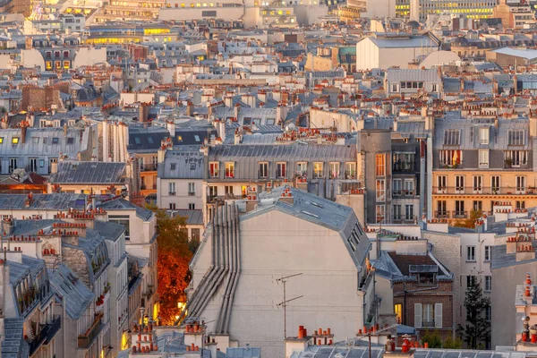 Paris. Gündoğumu, şehrin havadan görünümü. — Stok fotoğraf