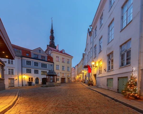 Old Medieval Street Old Tallinn Dawn Estonia — Stock Photo, Image