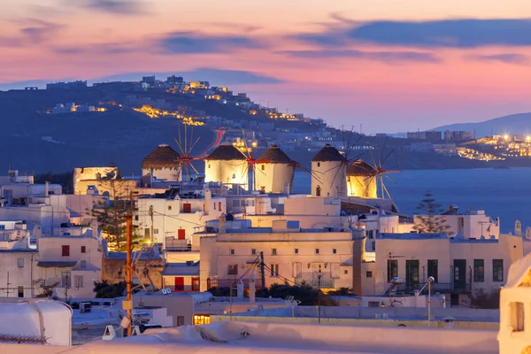 Chora. Mykonos. Şehrin havadan görünümü.