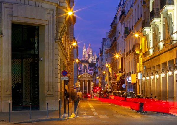 Sacre Coeur Basilika Toppen Montmartre Kullen Vid Solnedgången Paris Frankrike — Stockfoto