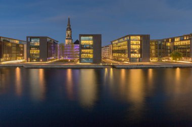 Kopenhag. Gün batımında şehir set.