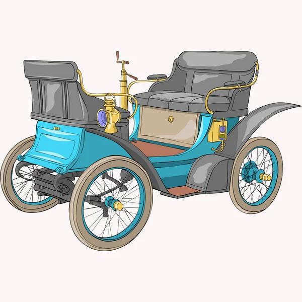 Antiguo Coche Azul Coleccionable Sobre Fondo Blanco Ilustración — Vector de stock