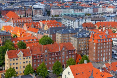 Kopenhag 'da. Şehrin havadan görünüşü.