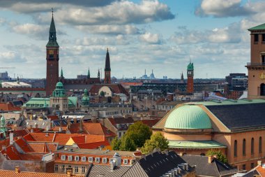 Kopenhag 'da. Şehrin havadan görünüşü.