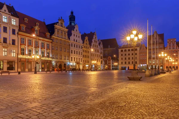 Rynek wrocławski nocą. — Zdjęcie stockowe