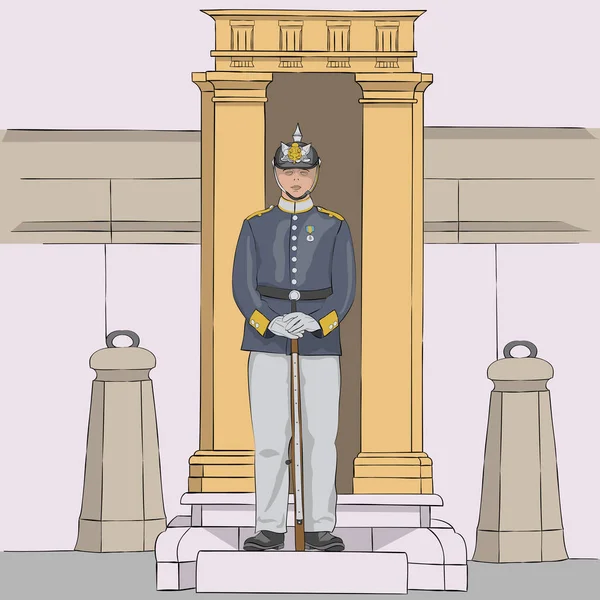 Stockholm. Koninklijke Guardsman. Vector. — Stockvector