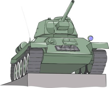 Vektör. Tank T- 34 kaide üzerinde.