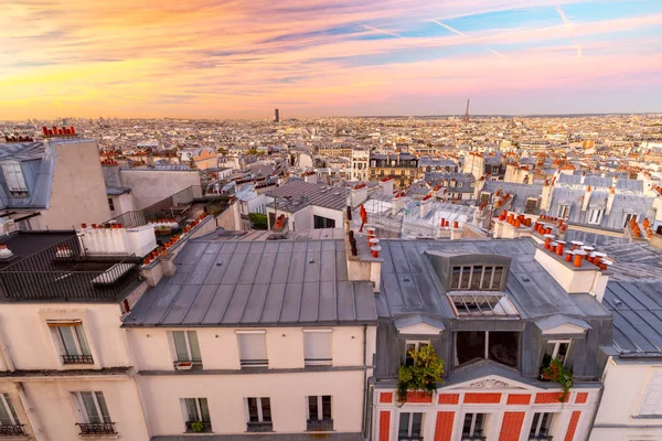 Paris. Vacker flygvy över staden tidigt på morgonen. — Stockfoto