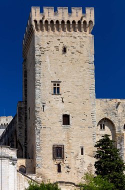 Avignon. Papalar Sarayı'nın eski ortaçağ taş kulesi.