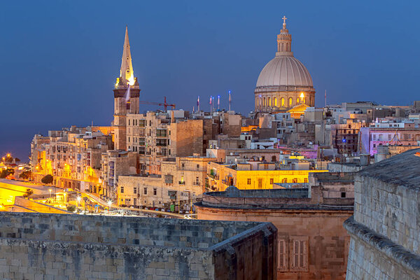 Valletta. The Basilica of Our Lady and the Tower of the Cathedral.