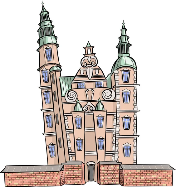 Vektor. Fassade des schönen Schlosses Rosenborg. Kopenhagen. — Stockvektor