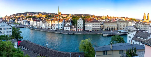 Zurich. Panoramic aerial view of the city at sunset. — Stock Photo, Image