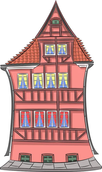 Vektor. rotes altes Haus in der historischen Stadt Kopenhagen. — Stockfoto