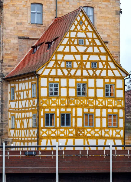 Building Old Medieval Town Hall Bridge River Dawn Bamberg Bavaria — Stock Photo, Image