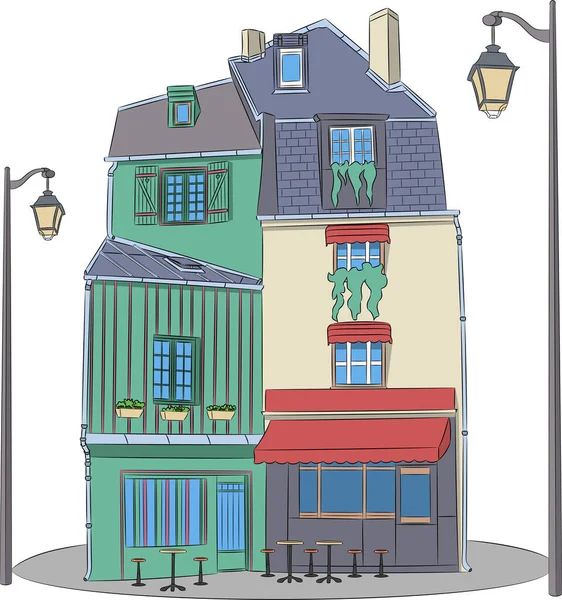 巴黎的法国街头咖啡馆. — 图库矢量图片