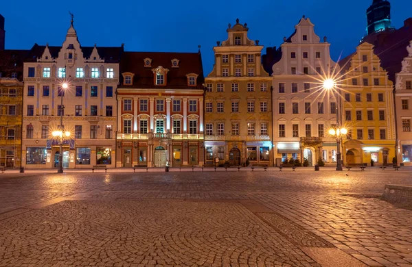 Rynek wrocławski nocą. — Zdjęcie stockowe