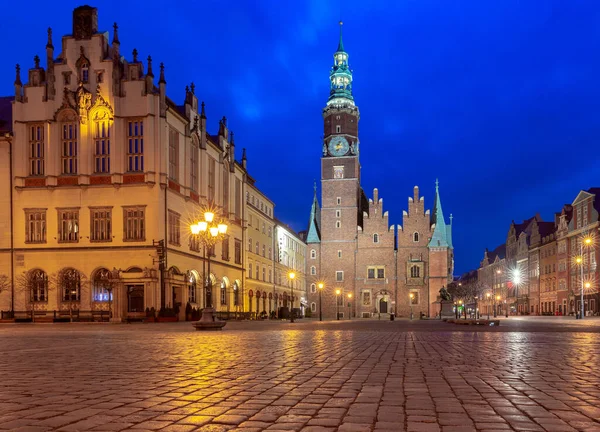 Wroclaw Market Square à noite. — Fotografia de Stock