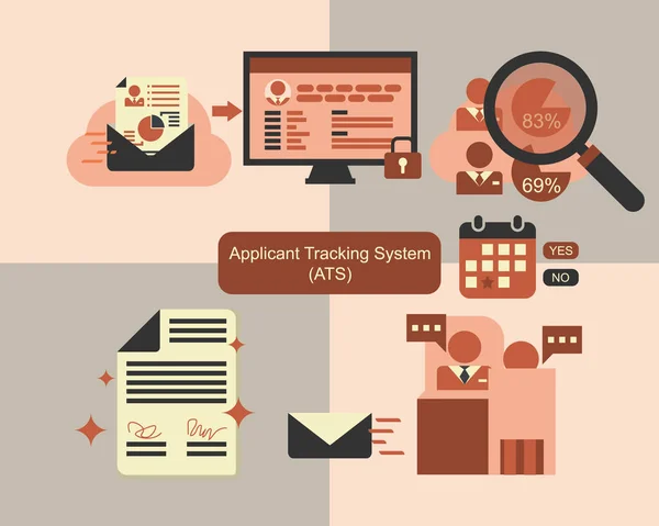 Sökande Spårningssystem Ats Process För Rekrytering Vektor — Stock vektor
