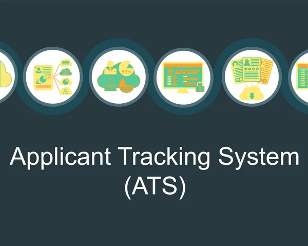 Sökande Tracking System Ats Glöd Tecken Vector — Stock vektor