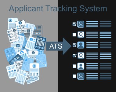how applicant tracking system (ATS) works vector clipart