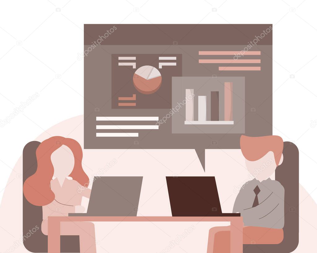 presentation during team meeting or job interview vector