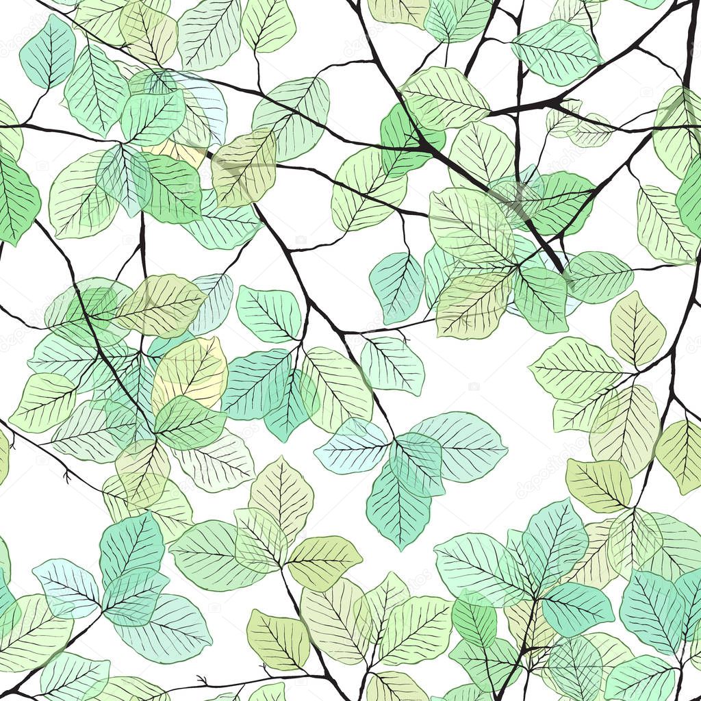 Summer mint and blue tropical forest leaves bright mood seamless pattern for fashoin fabric ,wallpaper book , card vector editable, not cropped