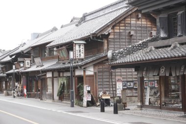 KAWAGOE, JAPON - Mart 2017: Edo Eski Kasabası. Bir sürü turist var..