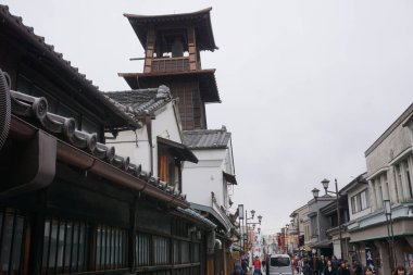 KAWAGOE, JAPON - Mart 2017: Edo Eski Kasabası. Bir sürü turist var..