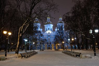 Gece St. Nicholas Deniz Katedrali, St. Petersburg, Rusya