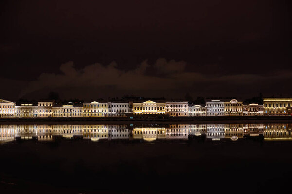 Night panorama of St. Petersburg, Russia. High quality photo