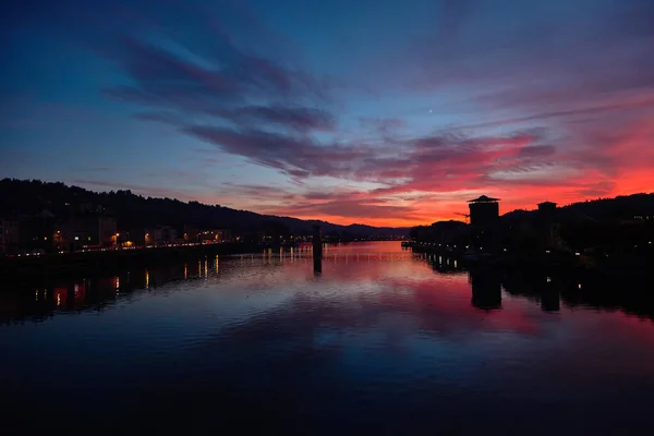 Amazing red sunset in Vienne, France — Stock Photo, Image